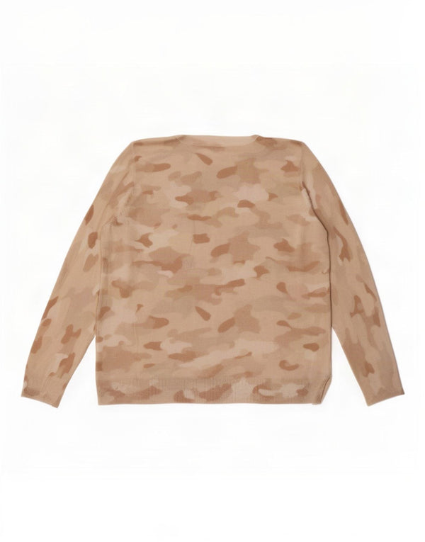 Marks & Spencer Dame Boat Neck Jumper Sweater UK 18 XL Beige Camouflage