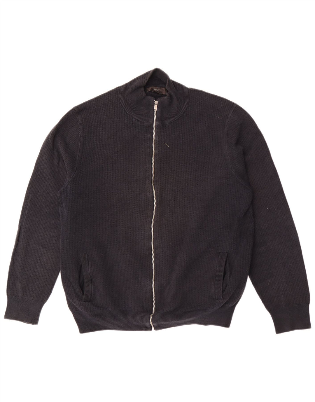 Marks & Spencer Herre Cardigan Sweater Stor Sort Bomuld
