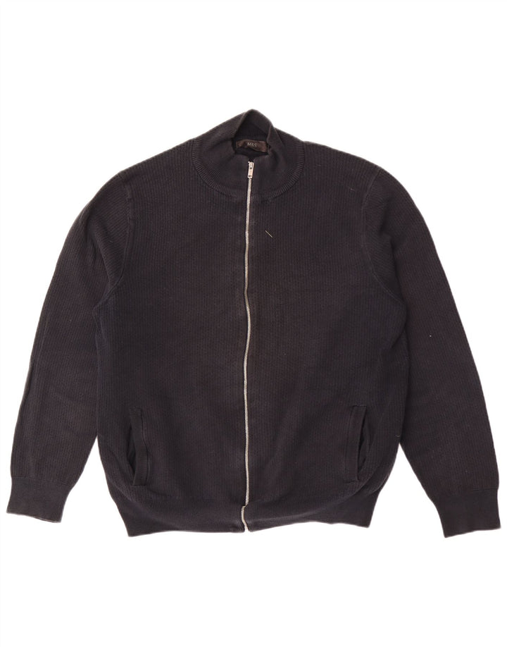 Marks & Spencer Herre Cardigan Sweater Stor Sort Bomuld