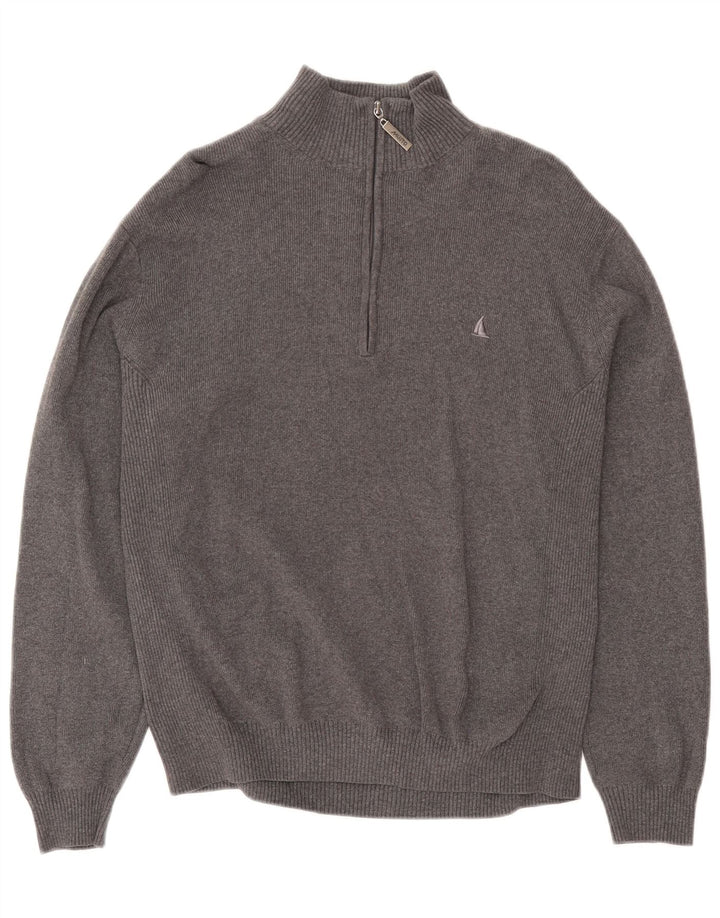 Musto Herre Zip Neck Jumper Sweater Medium Grey Bomuld