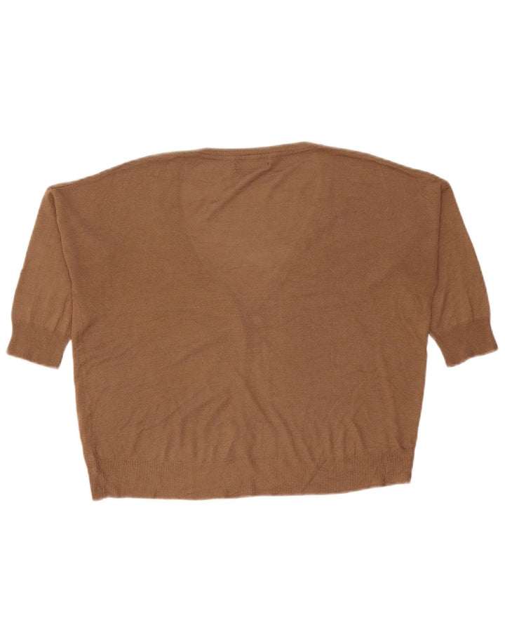 Zara Dame 3/4 ærmet oversized cardigan sweater UK 14 Medium Brown
