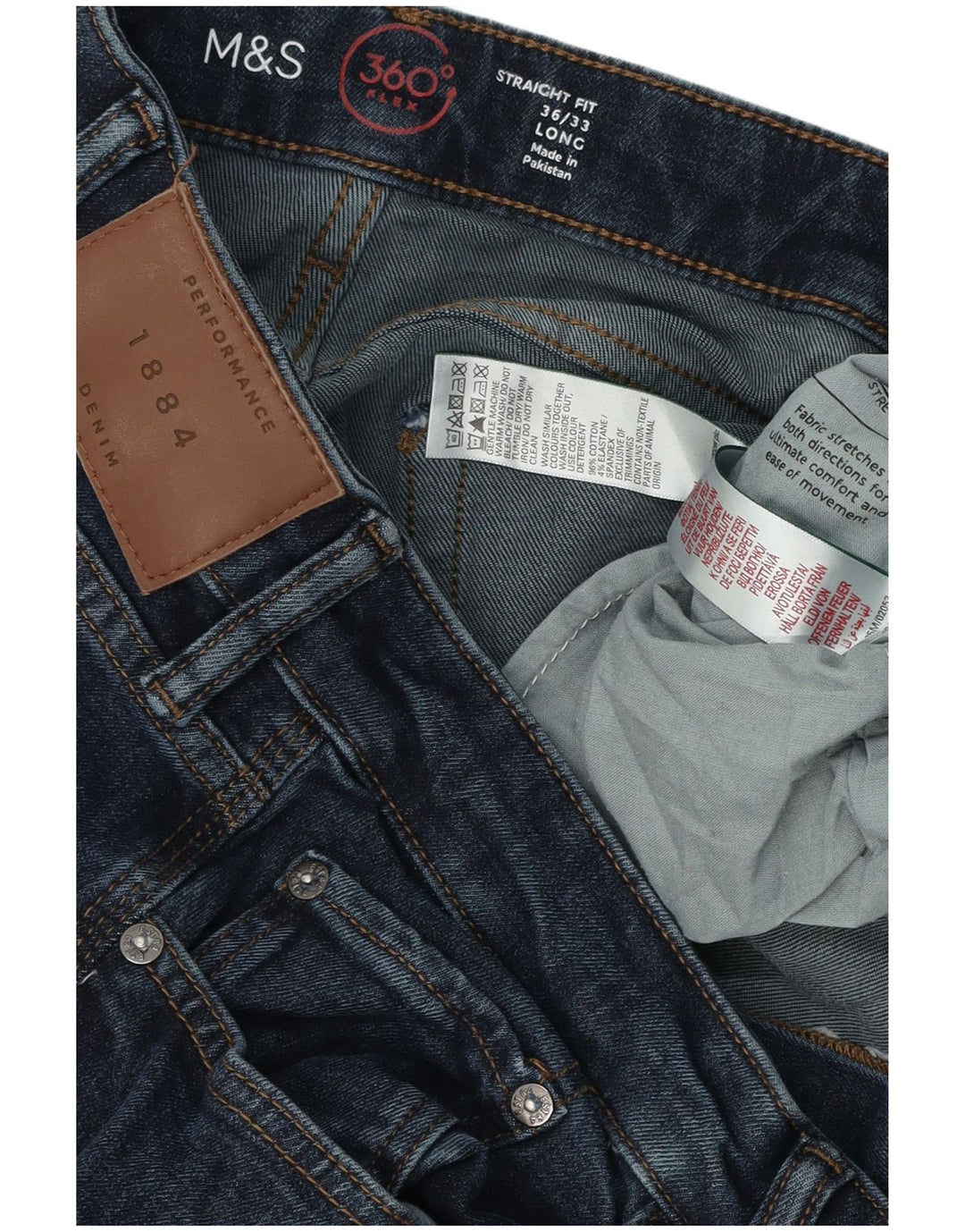 Marks & Spencer Straight Jeans til mænd W36 L33 Marineblå bomuld