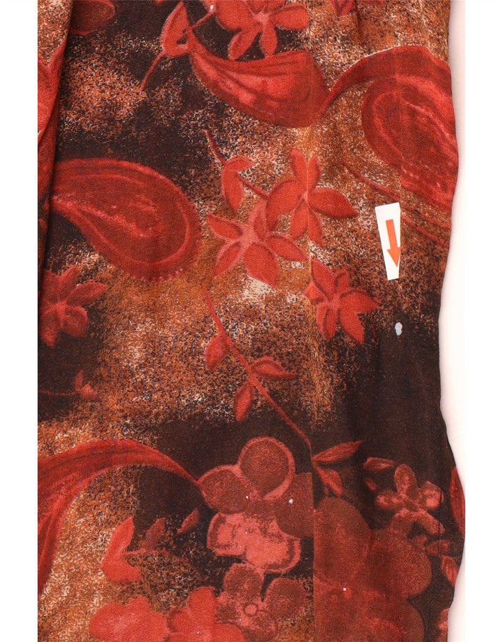 Vintage Dame 3/4 ærmet Tunika Top UK 14 Medium Brun Paisley