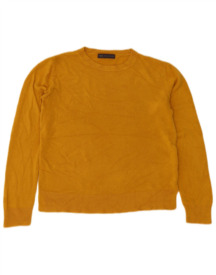 Marks & Spencer Dame sweater med rund hals DK 12 Medium Gul Akryl