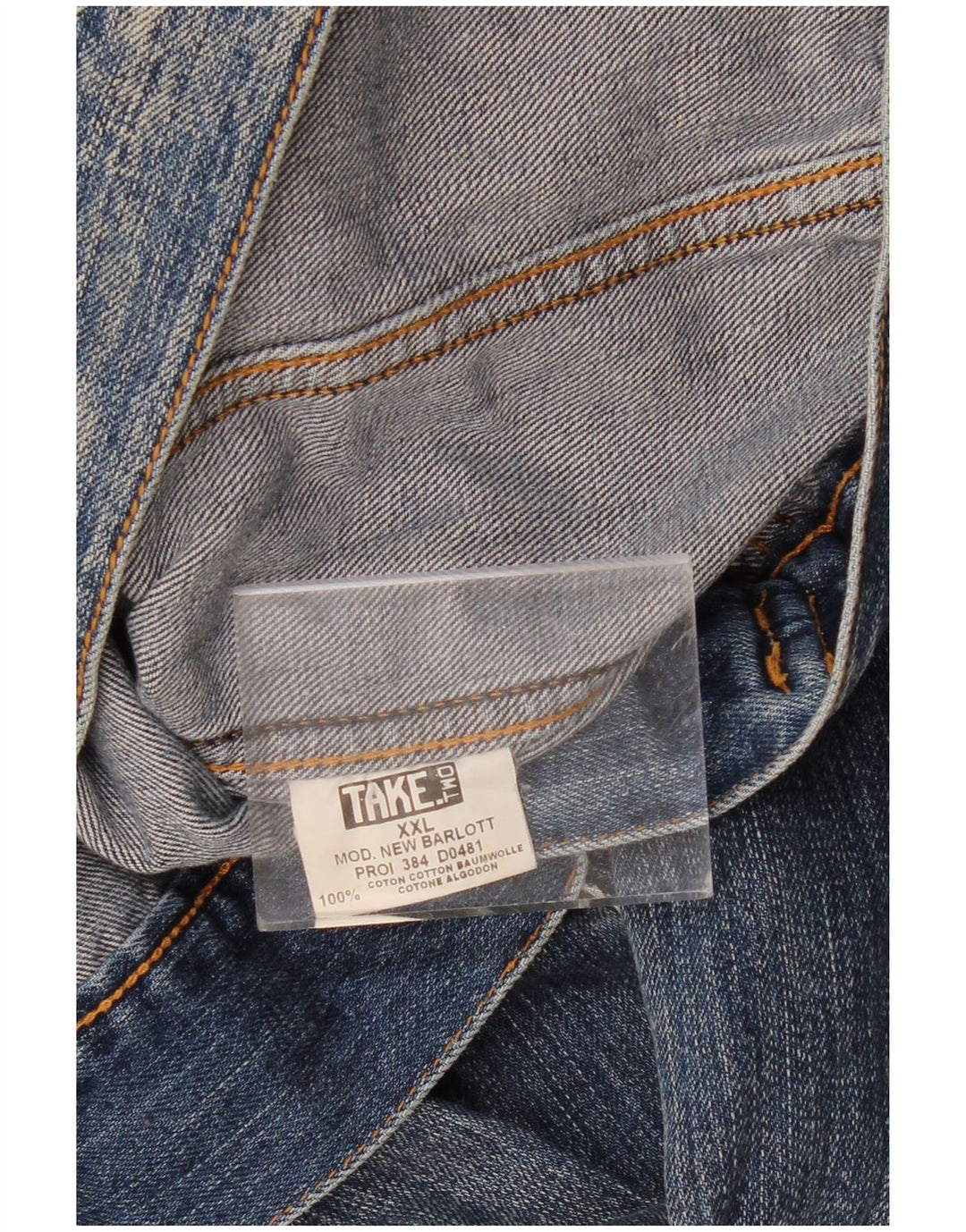 TAKE TWO Mens Denim Jacket UK 44 2XL Blue Cotton