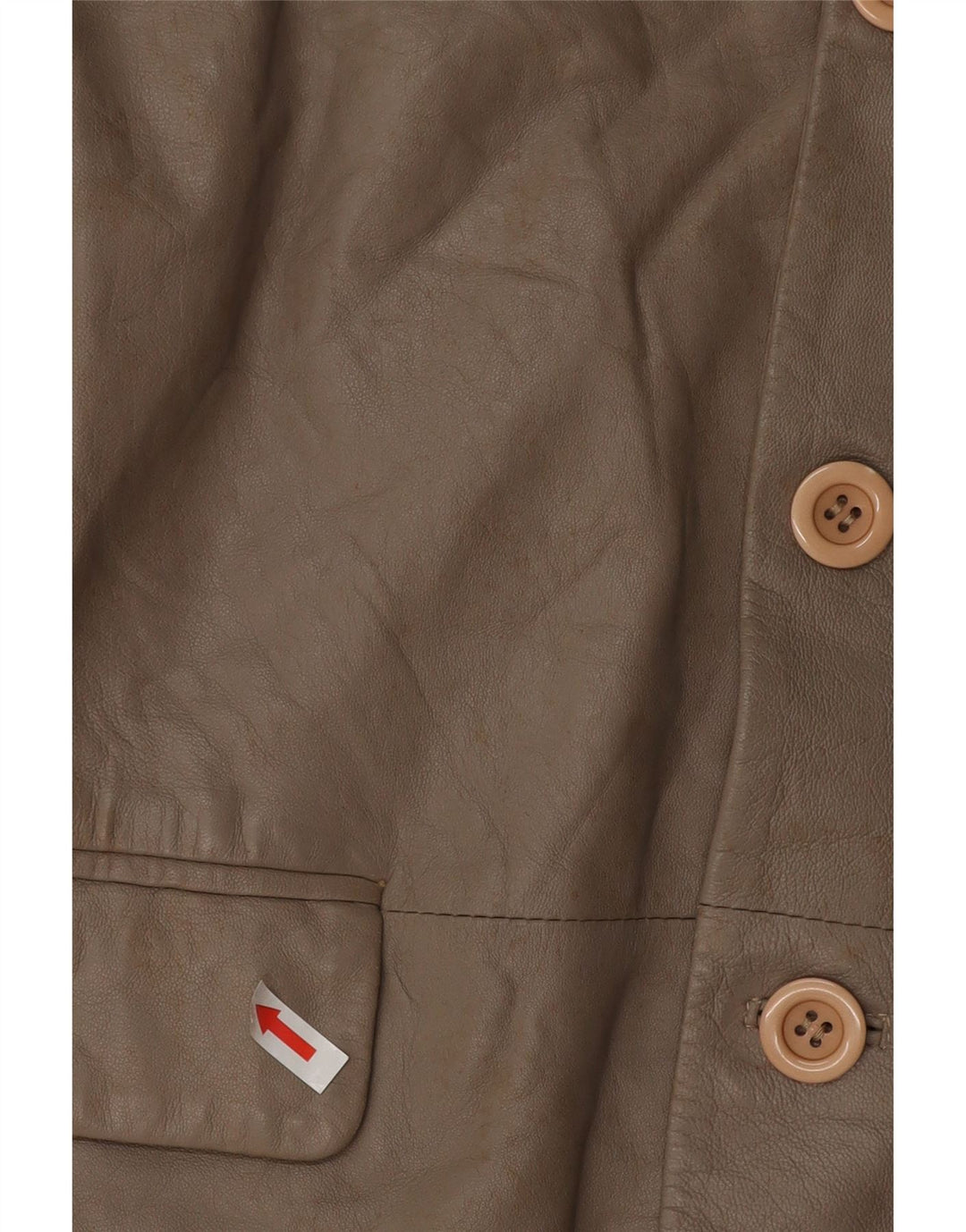 VINTAGE Dame 3-knaps læder blazerjakke UK 16 Stort gråt læder