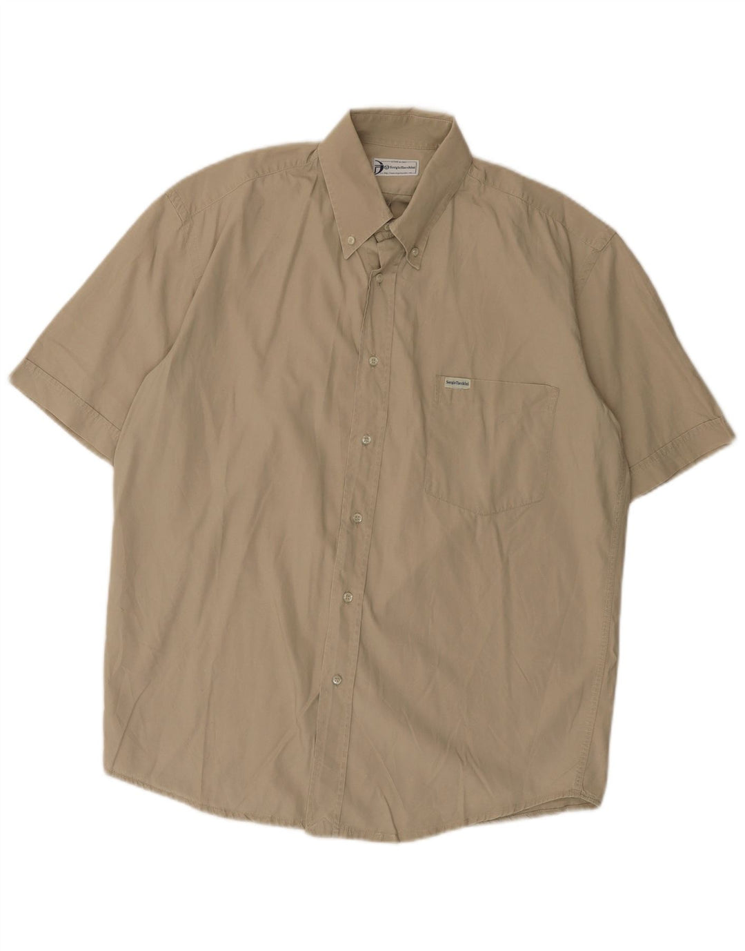 Sergio Tacchini Kortærmet Herreskjorte Stor Khaki Bomuld