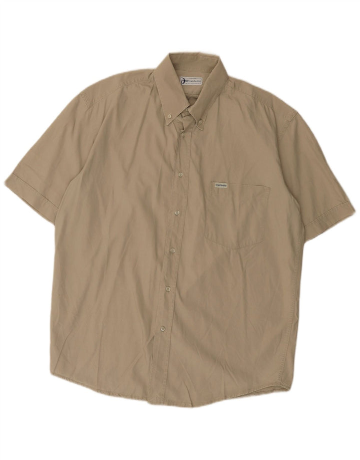 Sergio Tacchini Kortærmet Herreskjorte Stor Khaki Bomuld