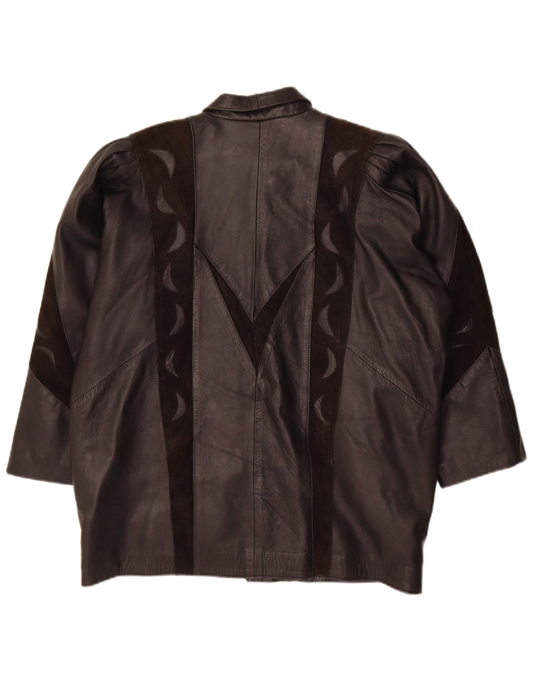 Vintage læderjakke til kvinder UK 20 2XL Sort Colourblock