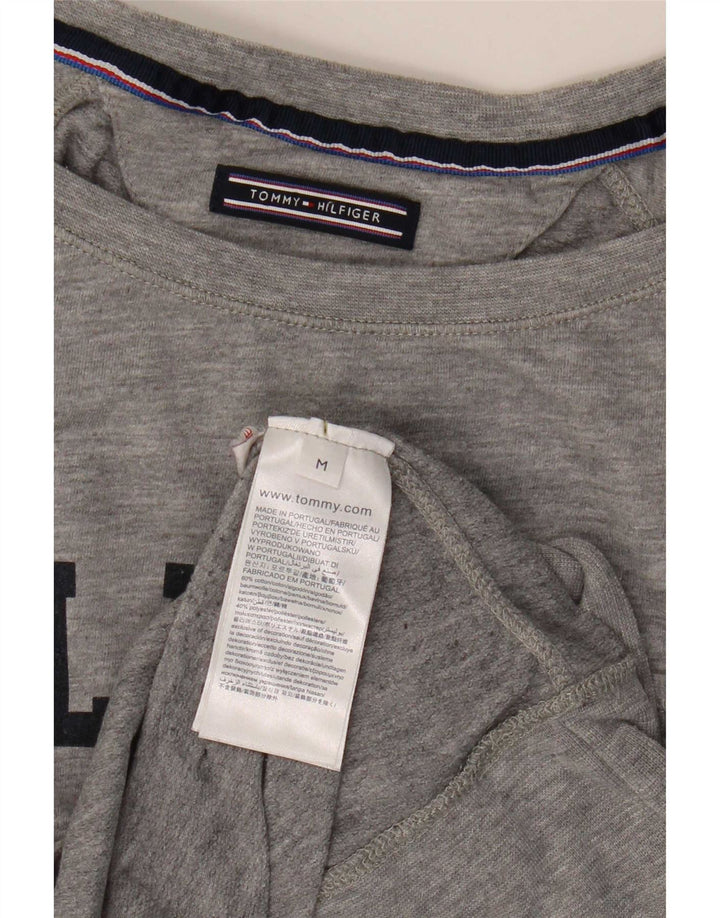 Tommy Hilfiger Dame Grafisk Top Langærmet UK 14 Medium Grå Bomuld
