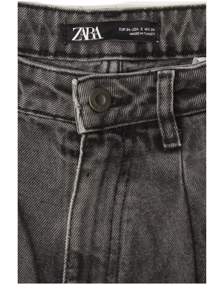 ZARA Balloon Crop Højtaljede Jeans EU 34 2XS W24 L25 Grå