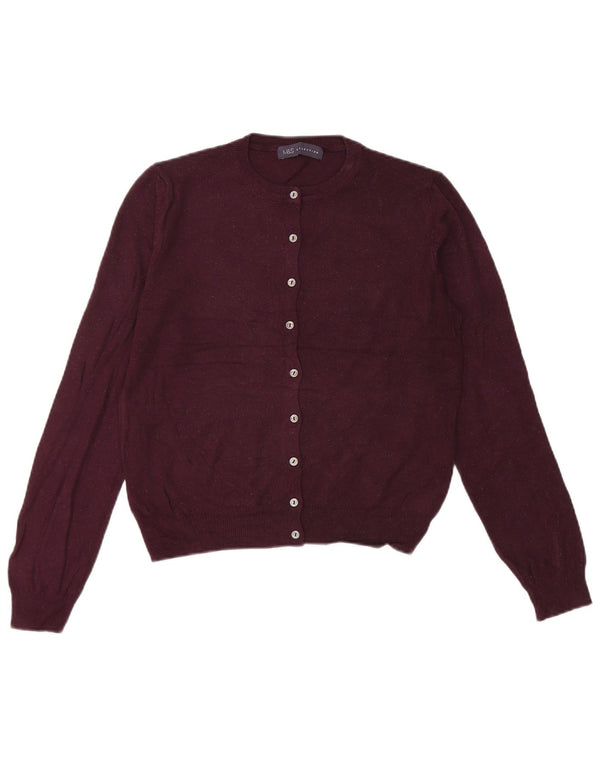 Marks & Spencer Womens Crop Cardigan Sweater UK 10 Small Burgundy Viscose