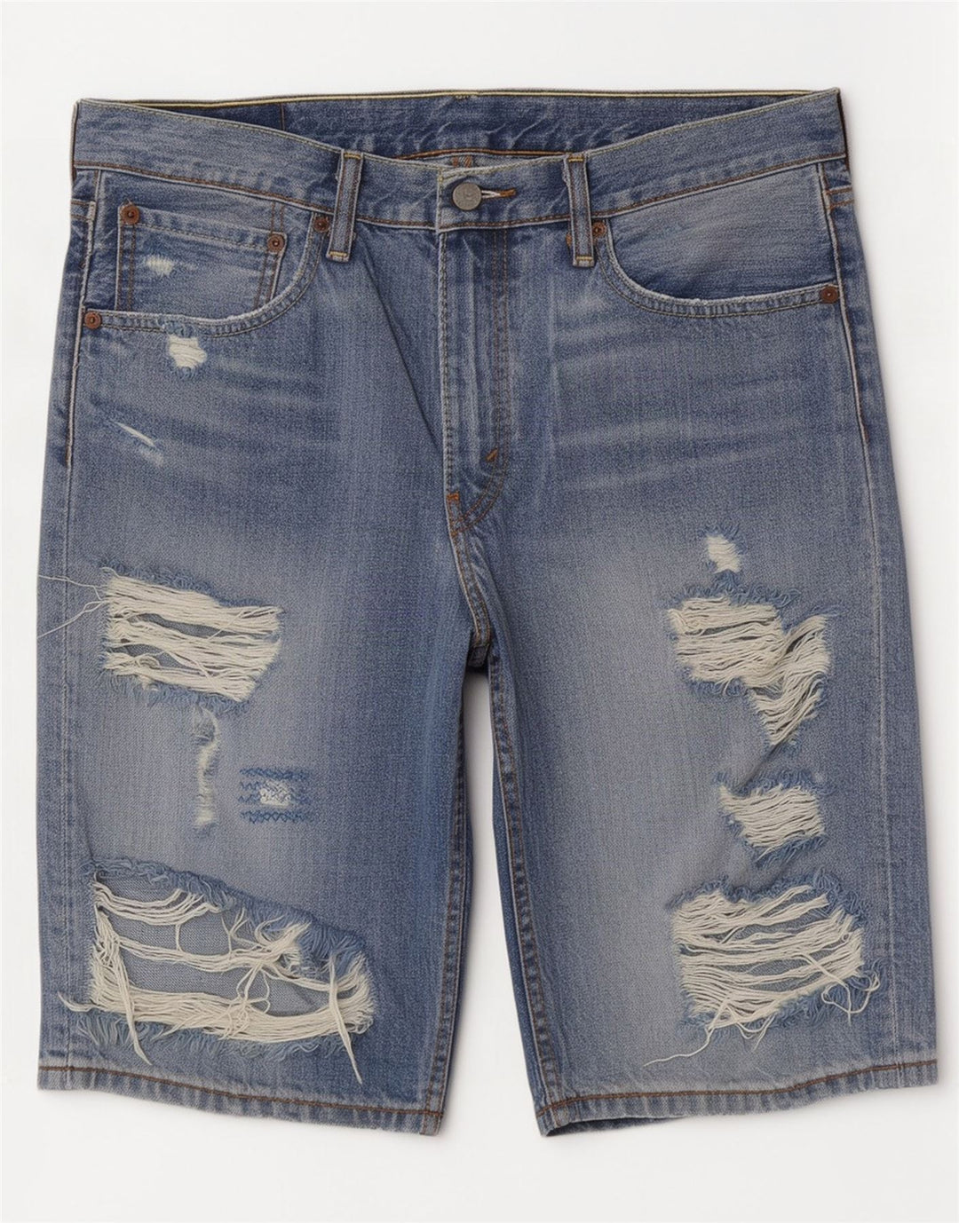 Levi's Herre 508 Distressed Denim Shorts W33 Medium Blue Cotton