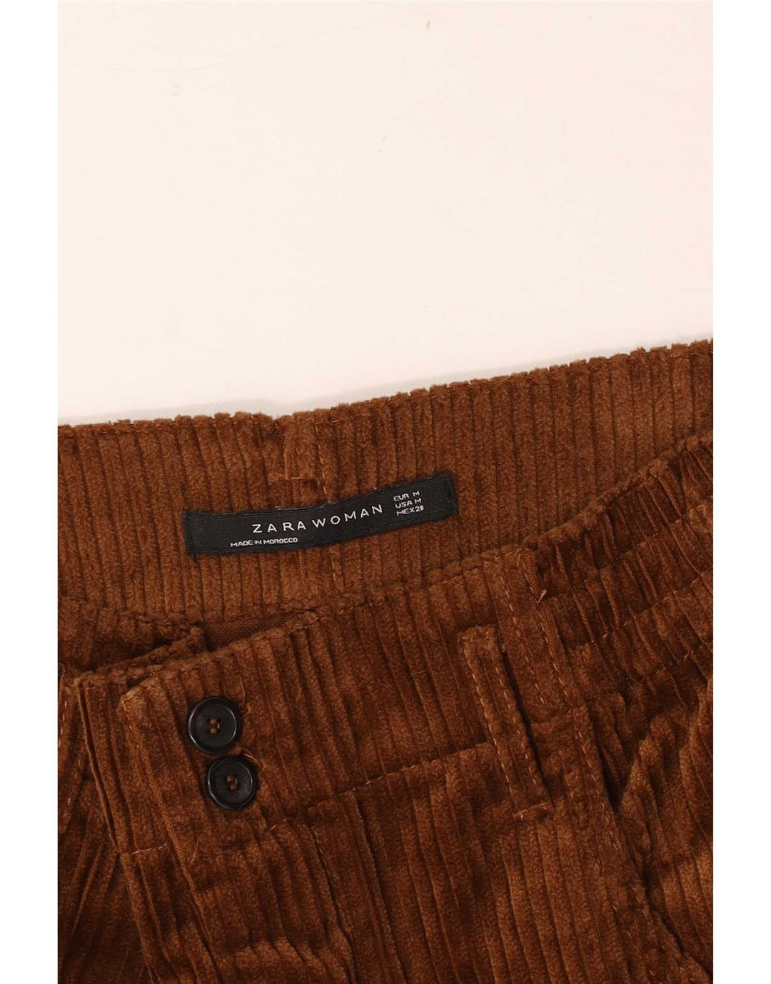 Zara Womens Crop Corduroy Bukser Medium W28 L24 Brun