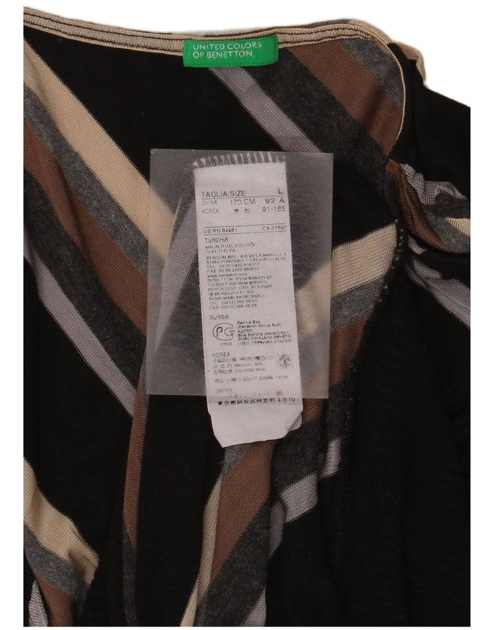 Benetton Dame V-hals sweater UK 14 Stor flerfarvet stribet