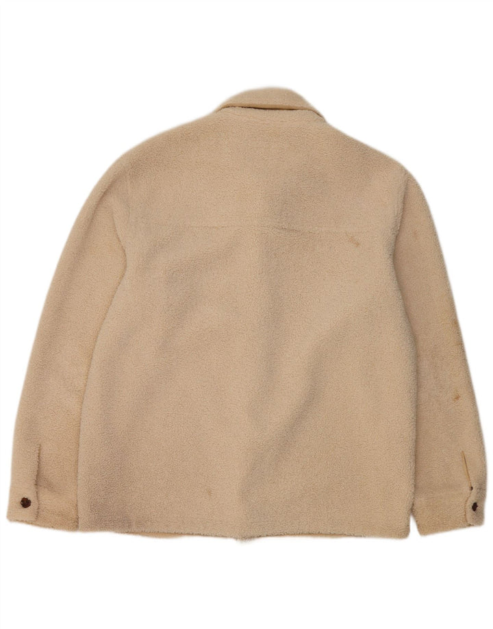 Zara Herre Bomber Fleecejakke UK 42 XL Beige Polyester