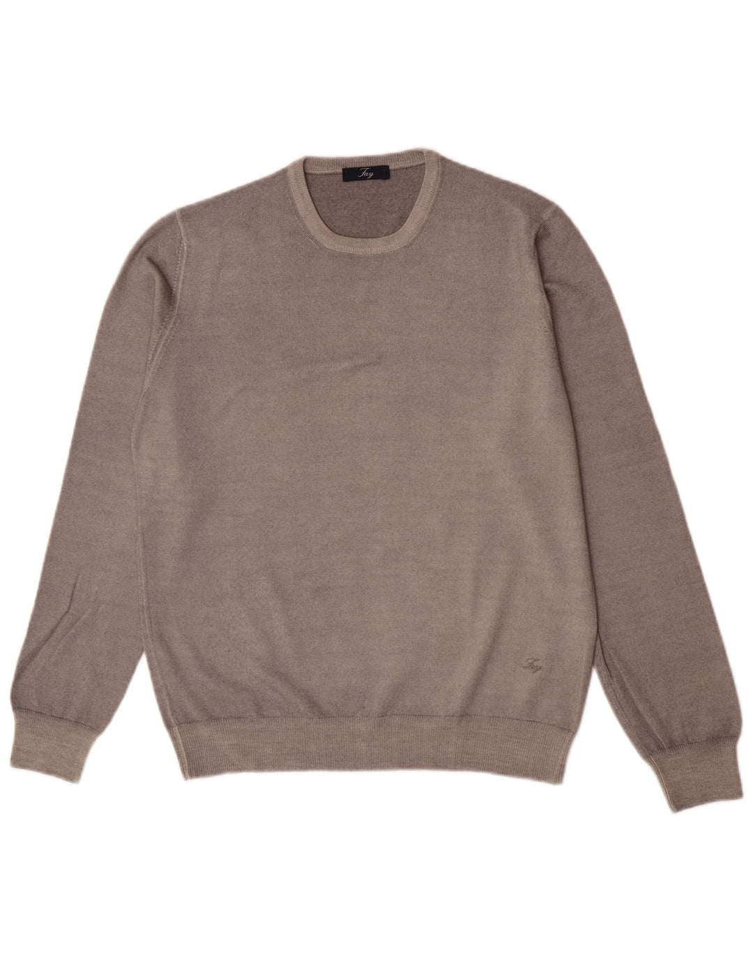 Fay Herre Crew Neck Jumper Sweater IT 48 Medium Grå