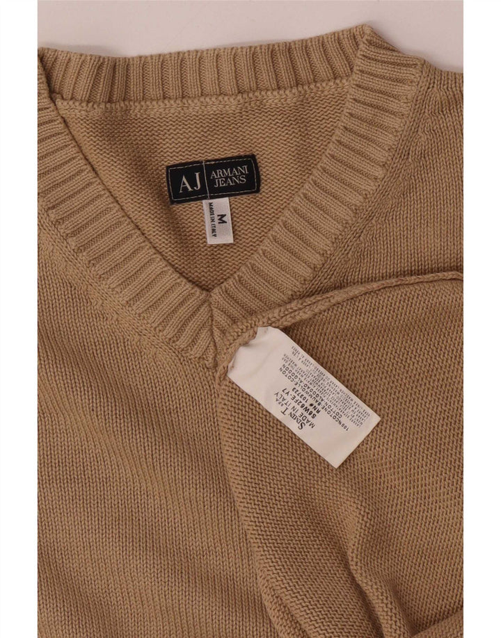 Armani Jeans Herre V-hals sweater Medium Beige Bomuld