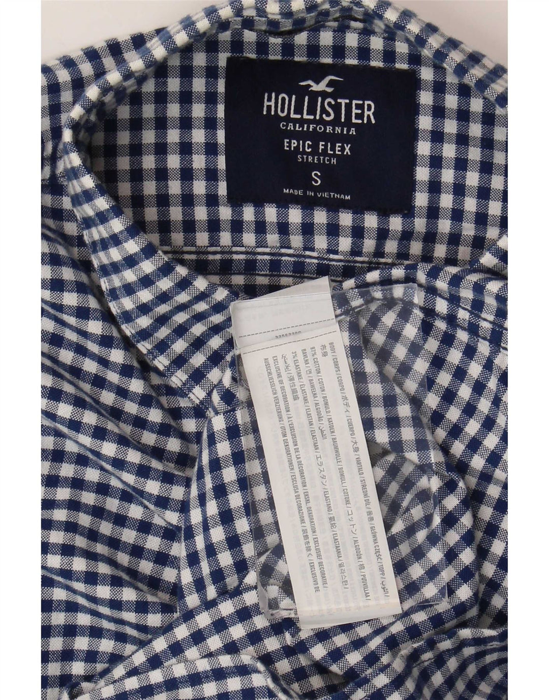 Hollister herreskjorte lille blå Gingham bomuld