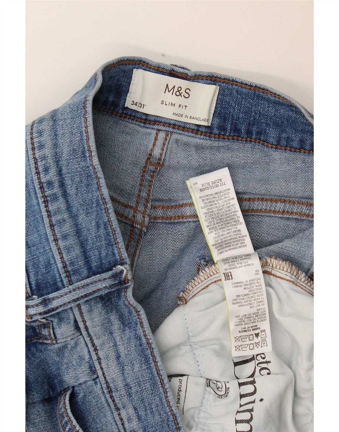 Marks & Spencer Herre Slim Jeans W34 L31 Blå Bomuld
