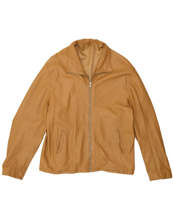 Vintage Herre Læderjakke UK 46 3XL Beige Læder