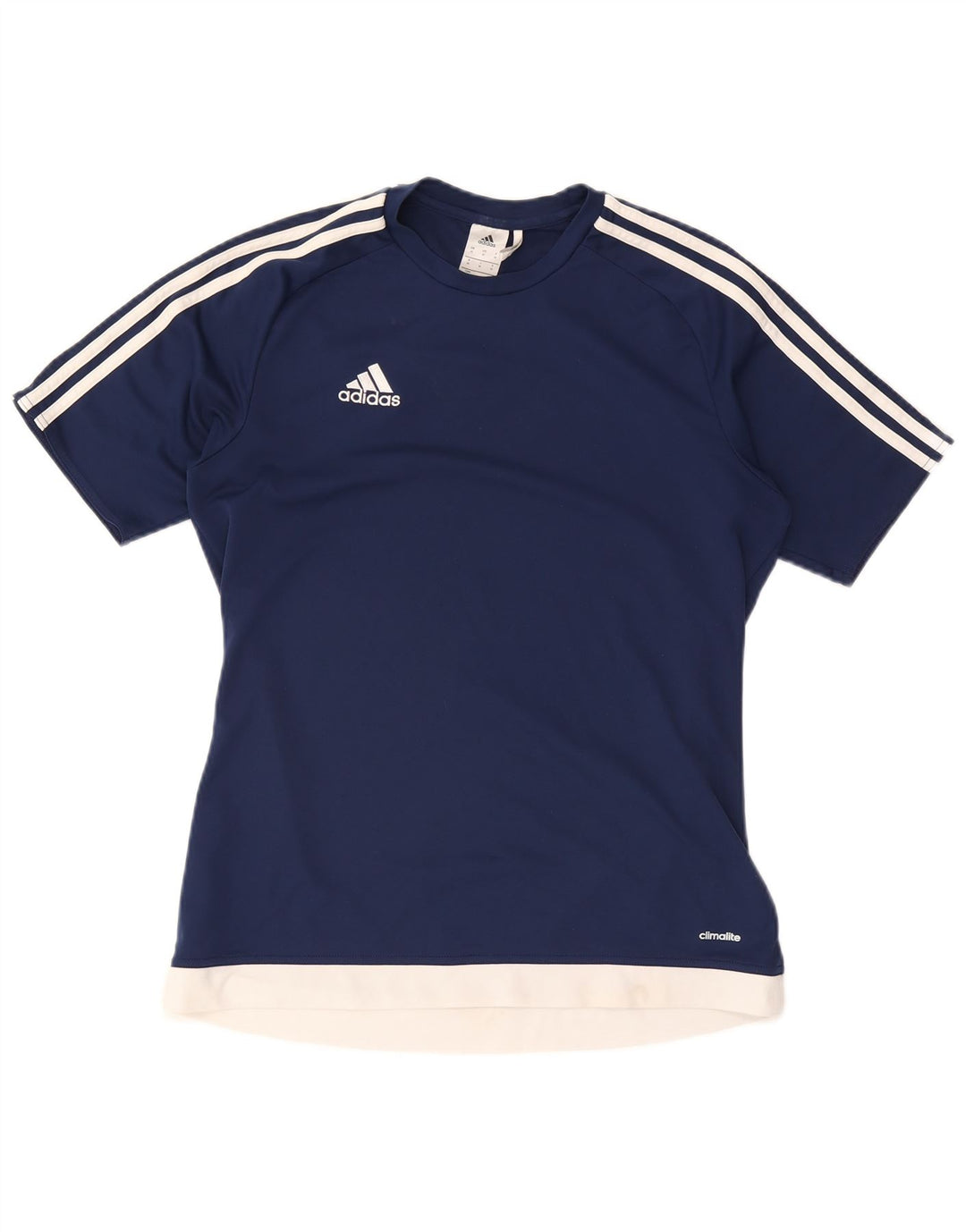 ADIDAS Herre Climalite T-Shirt Top Medium Marineblå Colourblock Polyester