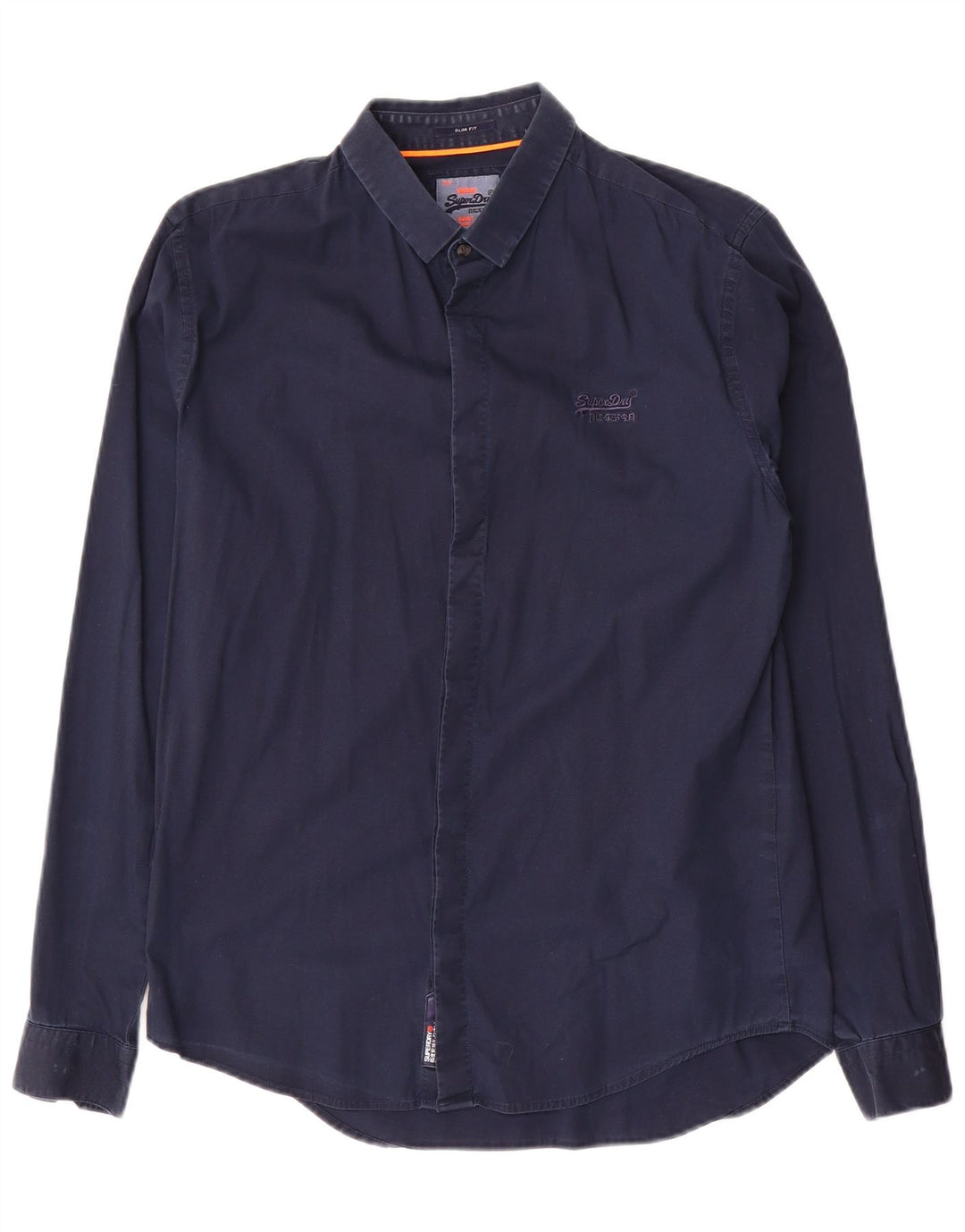 Superdry Slim Fit skjorte til mænd, medium marineblå bomuld