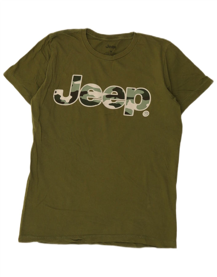 Jeep Herre Regular Graphic T-Shirt Top Medium Green Bomuld