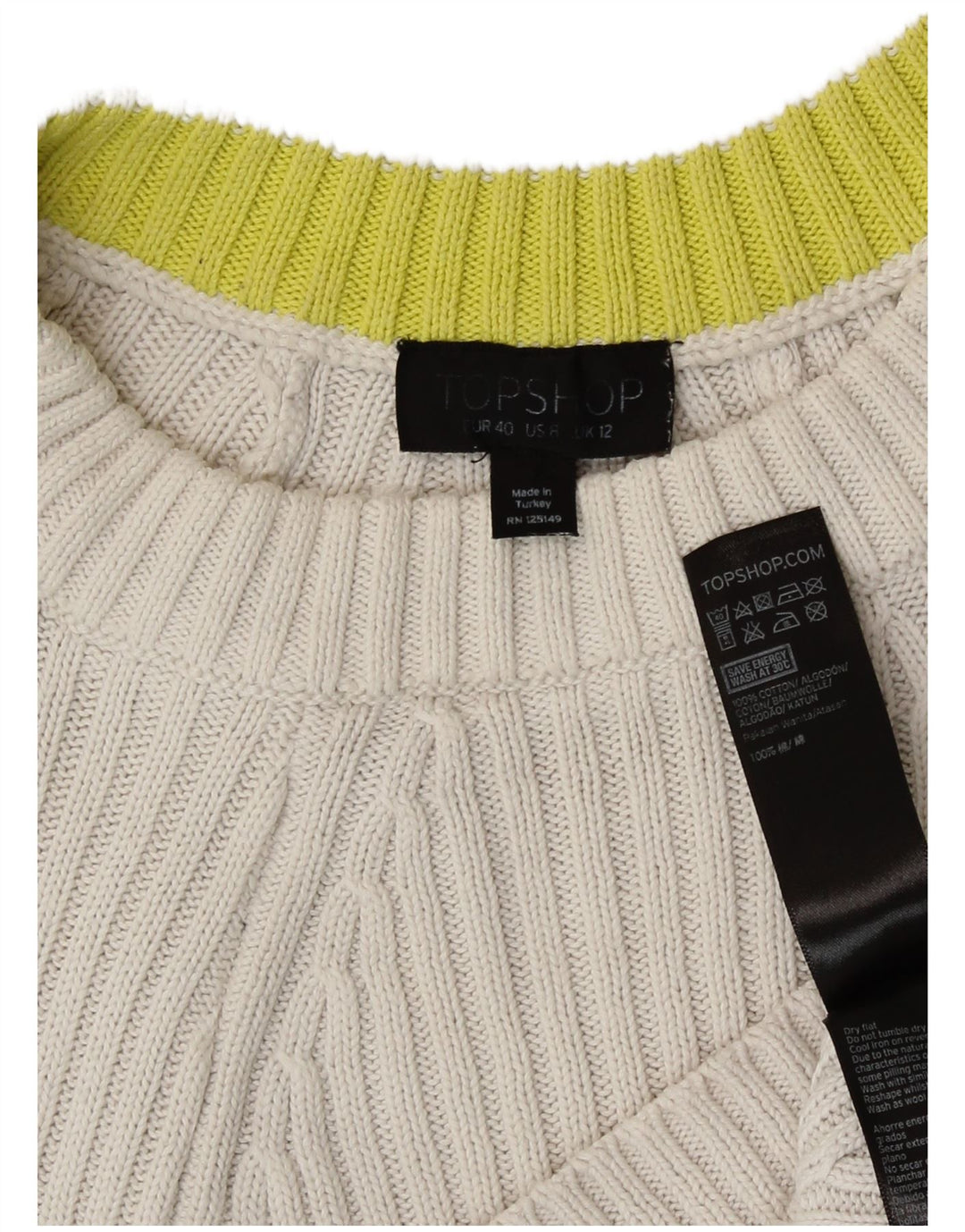 Topshop Womens Crop Oversized Crew Neck sweater UK 12 Medium White
