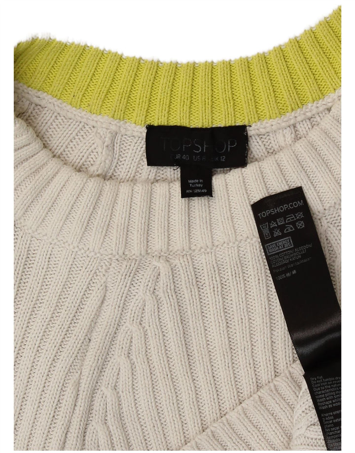 Topshop Womens Crop Oversized Crew Neck sweater UK 12 Medium White