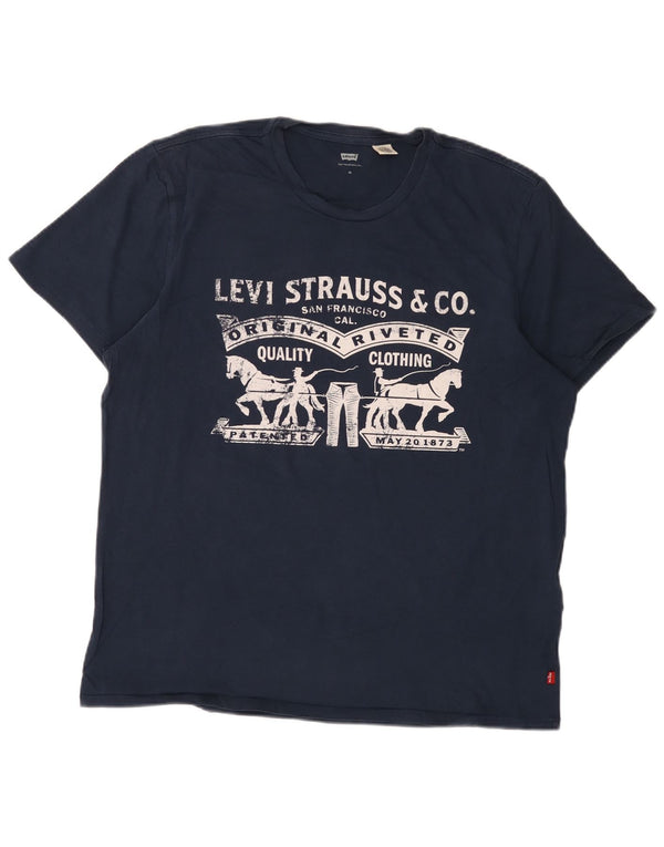 Levi's Herre grafisk T-shirt top XL marineblå bomuld