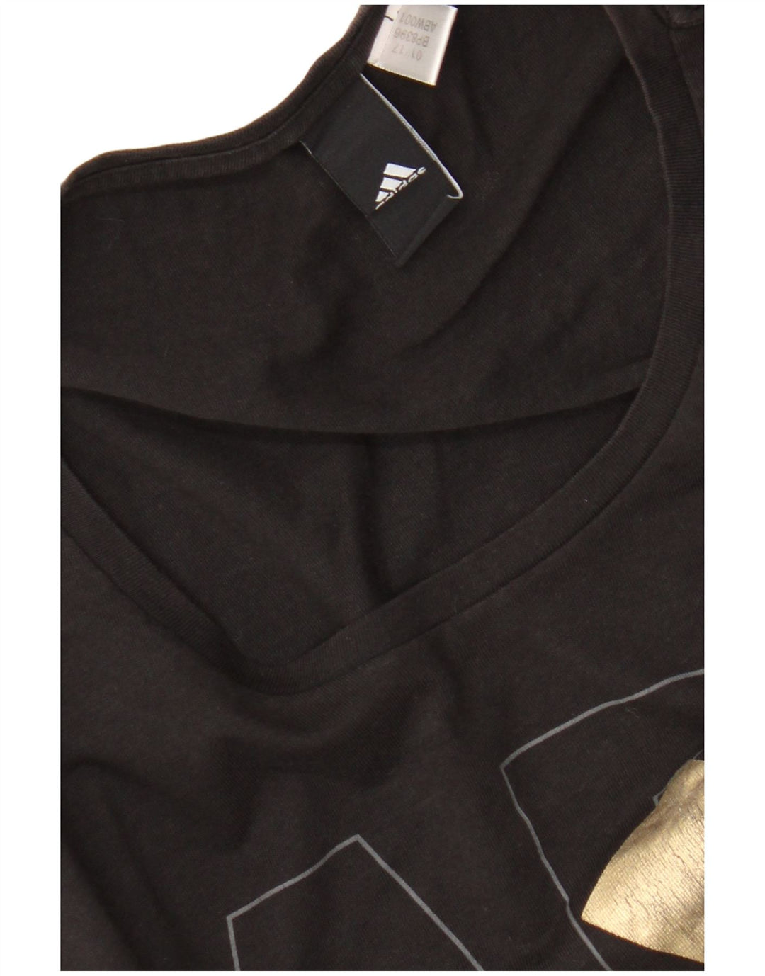 Adidas Dame Grafisk T-Shirt Top UK 12 Medium Sort