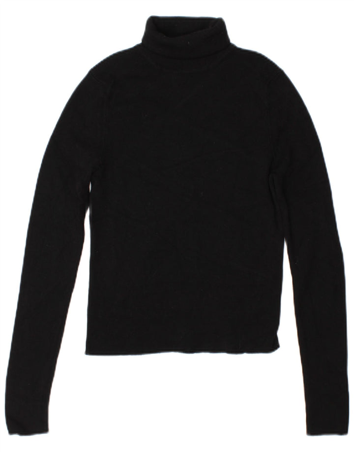 Zara Womens Crop Roll Neck Jumper Sweater UK 12 Medium Black Viscose
