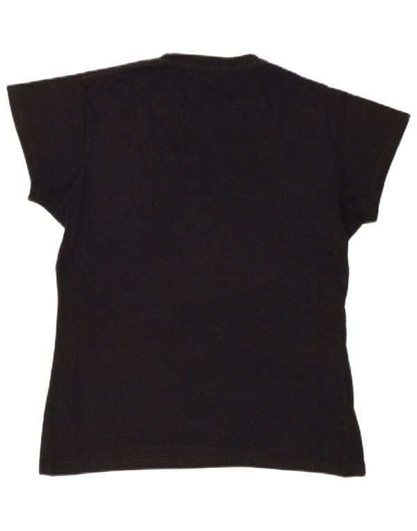 Hard Rock Cafe Dame London Grafisk T-Shirt Top UK 16 Stor Sort Bomuld