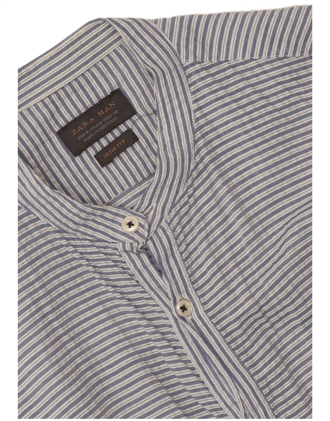 Zara Herre Slim Fit skjorte Medium Blue Pinstripe