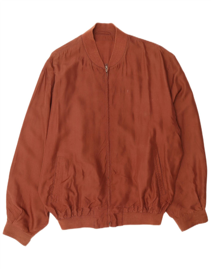 VINTAGE Bomberjakke til mænd UK 40 Stor brun silke