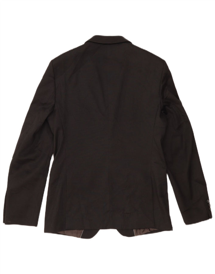 ZARA Herre 2-knaps blazerjakke EU 48 Medium Sort Polyester