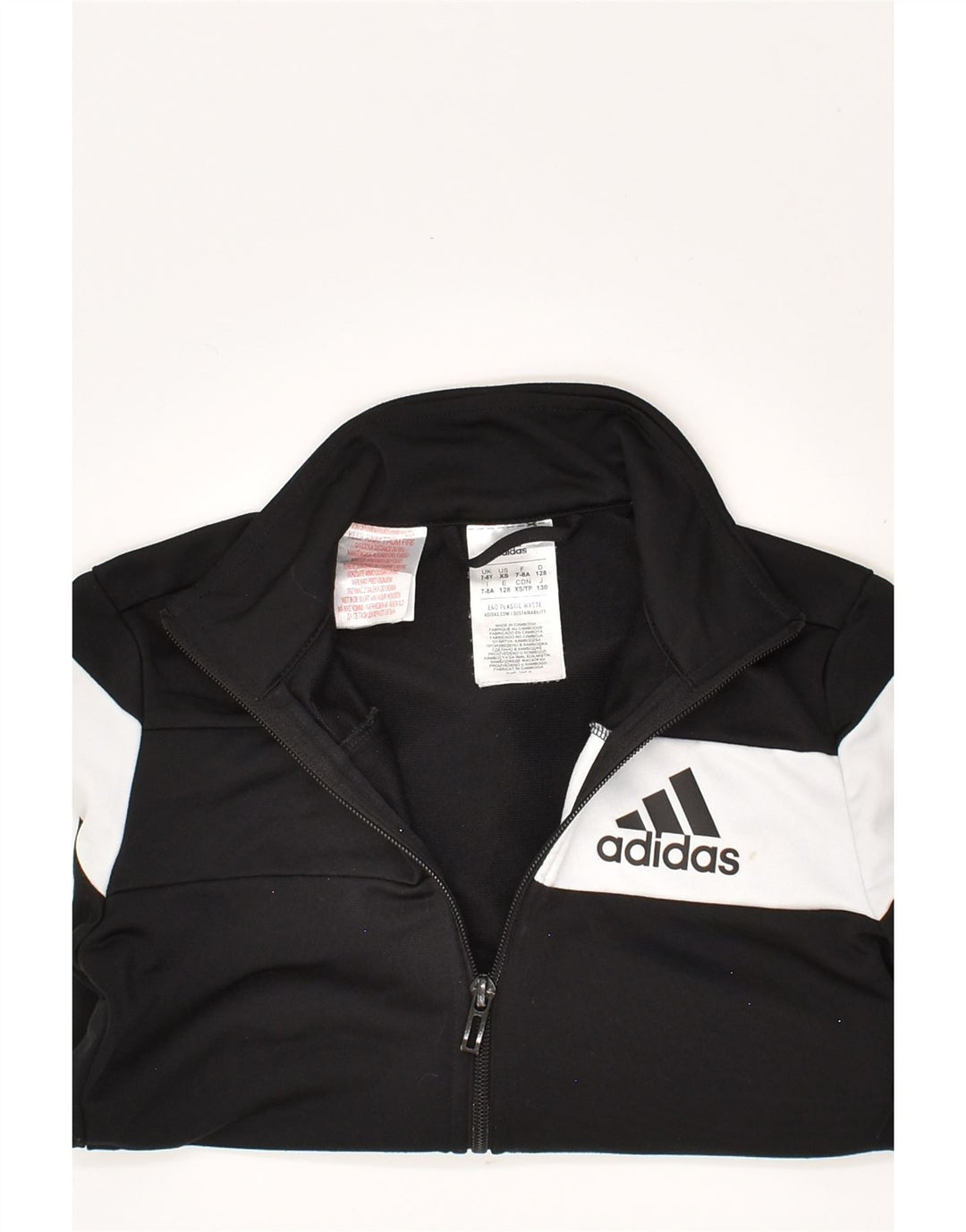 ADIDAS Boys Graphic Tracksuit Top Jacket 7-8 Years Black Colourblock | Vintage Adidas | Thrift | Second-Hand Adidas | Used Clothing | Messina Hembry 
