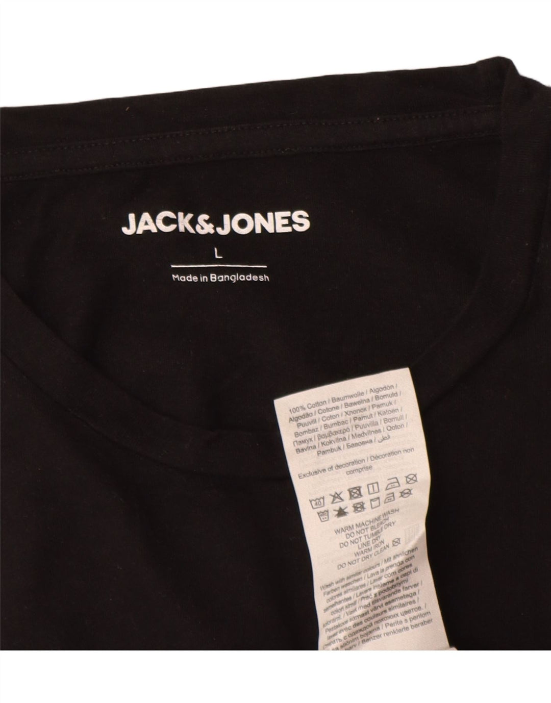 Jack & Jones Herre T-Shirt Top Stor Sort Bomuld