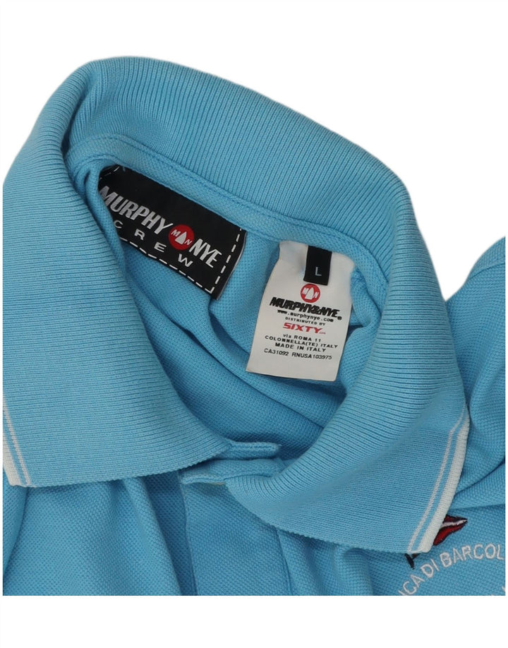 Murphy & Nye Herre grafisk poloshirt Stor blå bomuld