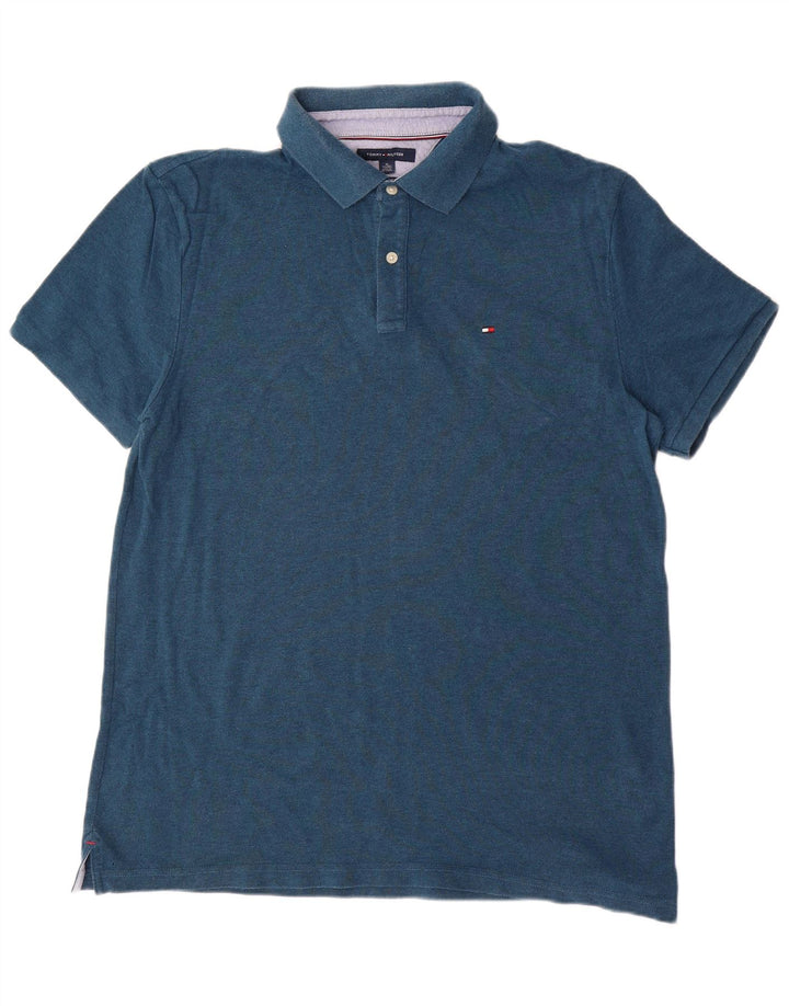 TOMMY HILFIGER Herre Custom Fit Polo Shirt XL Blå Bomuld