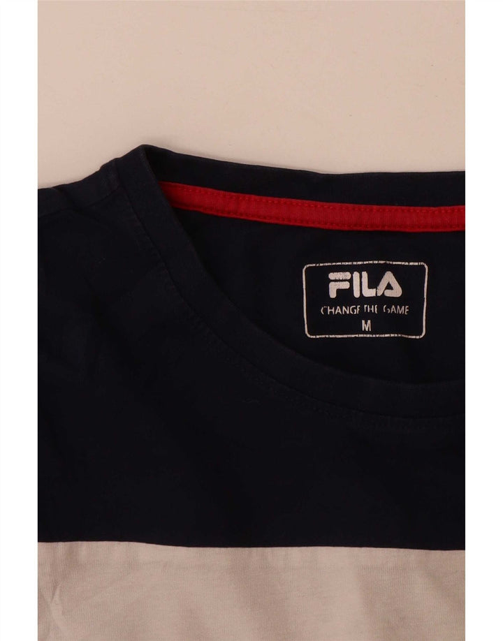 Fila Herre T-shirt Top Medium Marineblå Colourblock Bomuld