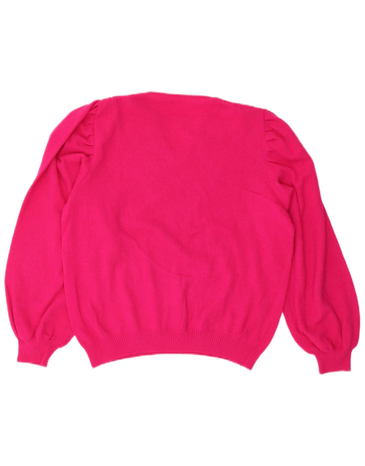 VINTAGE Dame V-hals sweater IT 50 XL Pink Uld