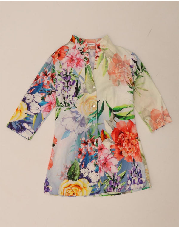 Naracamicie Dame Longline Shirt Bluse UK 16 Small Multicolored Floral