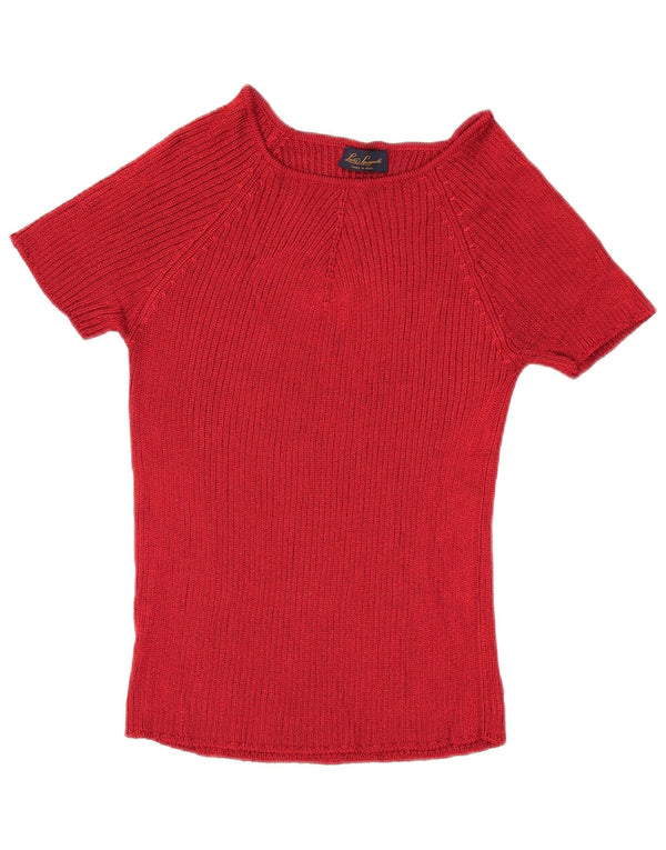LUISA SPAGNOLI Dame Boat Neck Jumper Sweater UK 14 Large Red