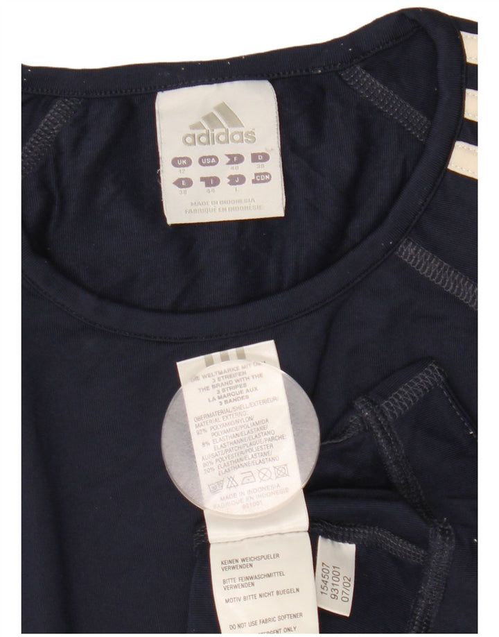 Adidas Dame Climacool T-Shirt Top UK 12 Medium Navy Blue Nylon