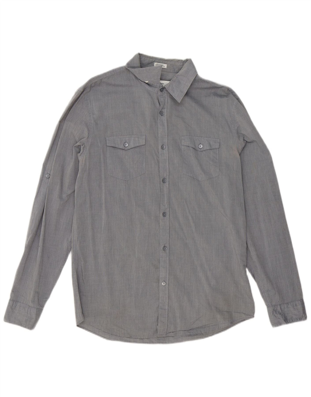 Calvin Klein Herre Slim Fit skjorte Medium Grey Pinstripe Bomuld