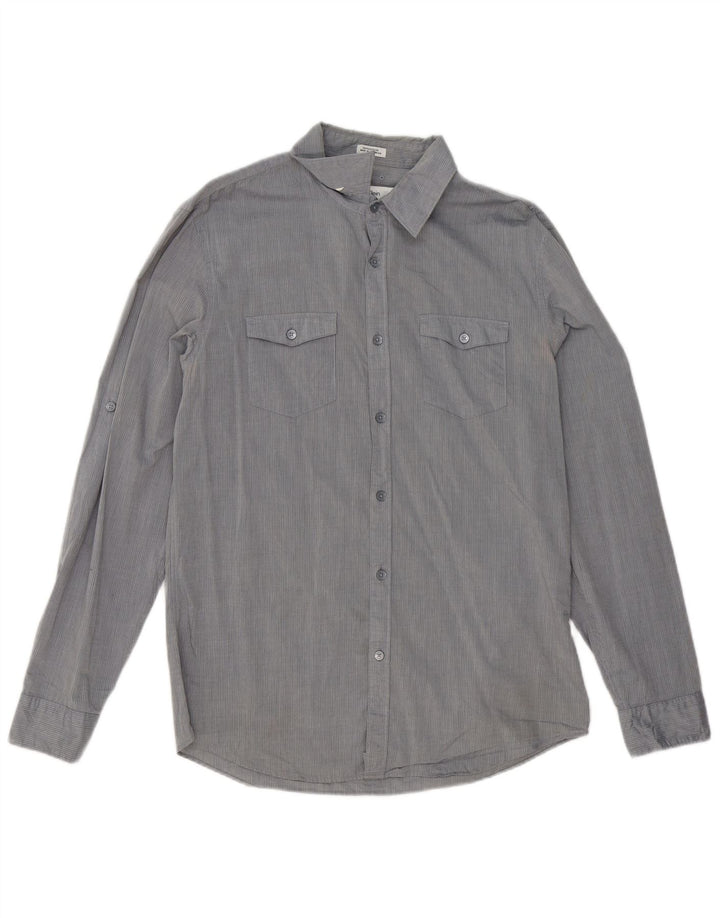 Calvin Klein Herre Slim Fit skjorte Medium Grey Pinstripe Bomuld