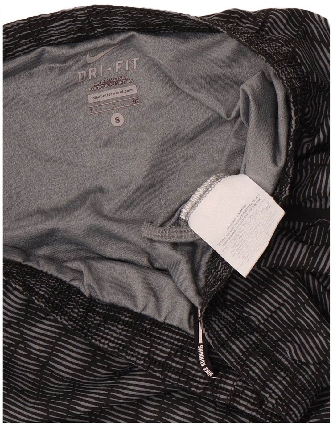 Nike Dame Dri Fit Sports Shorts UK 10 Små Grå Geometrisk Polyester