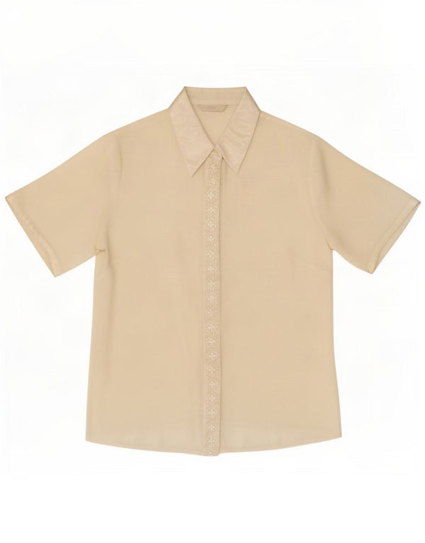 Marks & Spencer Kortærmet skjortebluse til kvinder UK 12 Medium Off White